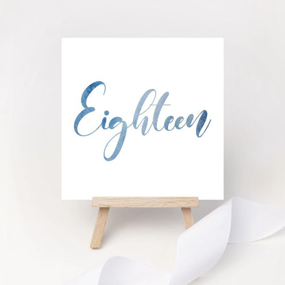 Blue Watercolor Table Numbers - Gallery360 Designs